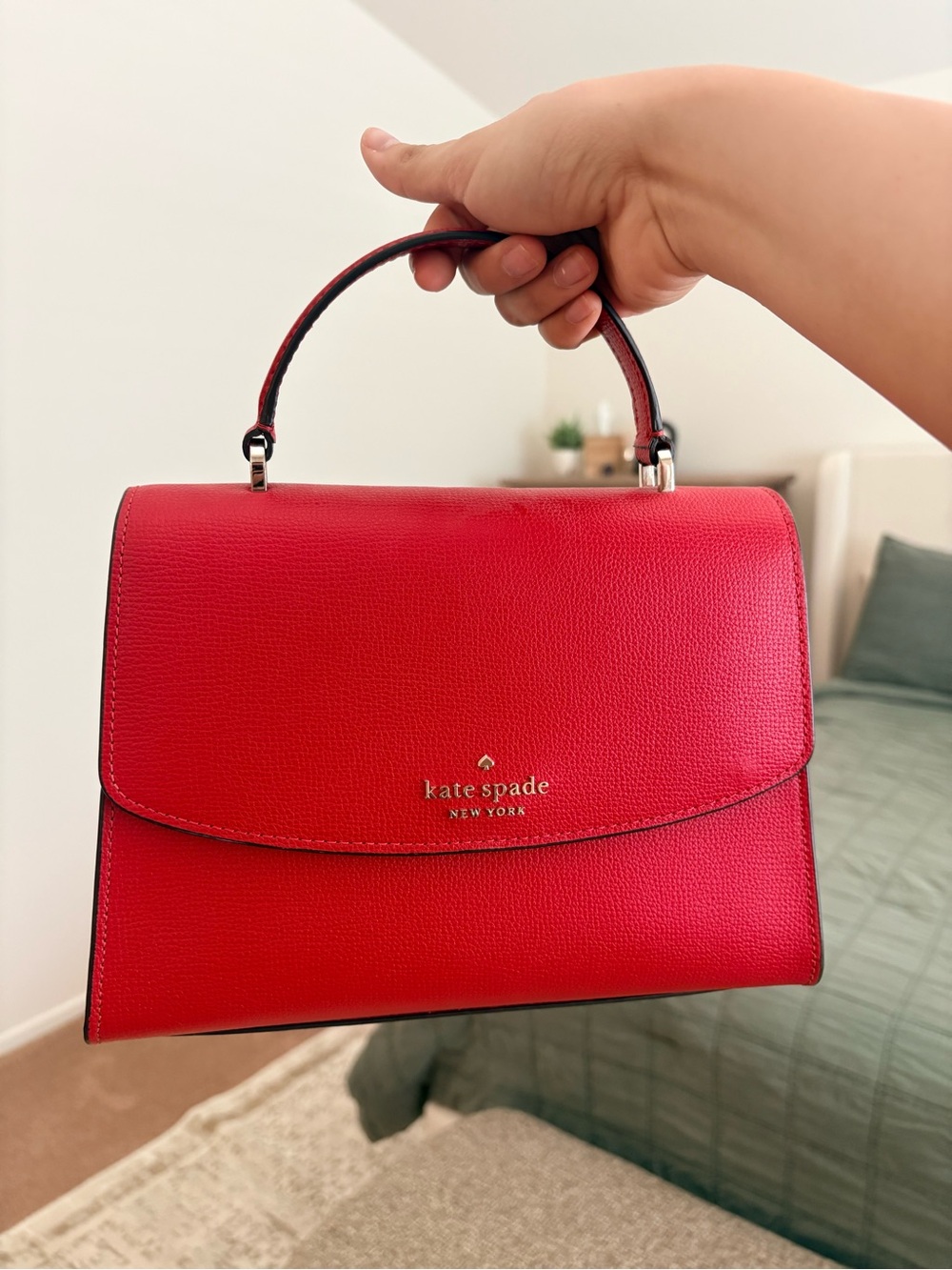 kate spade Red Leather Structured Top-Handle Satchel